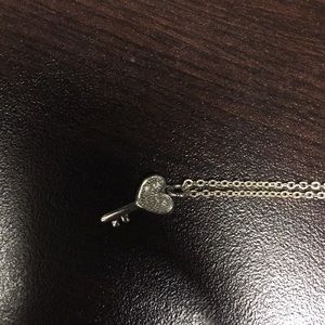 14k gold heart and key necklace.